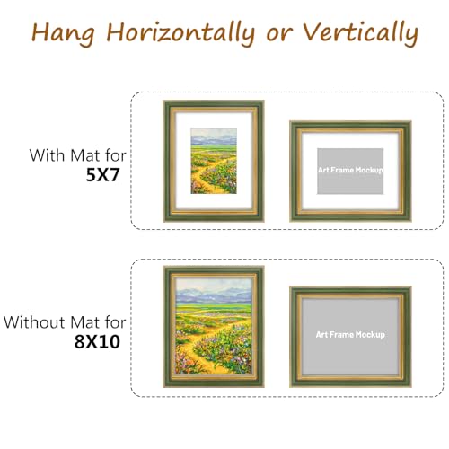 Golden State Art,8x10 Ornate Picture Frame for 5x7 Photo with Mat or 8 x 10 Prints Without Mat, Real Glass Wall & Tabletop...