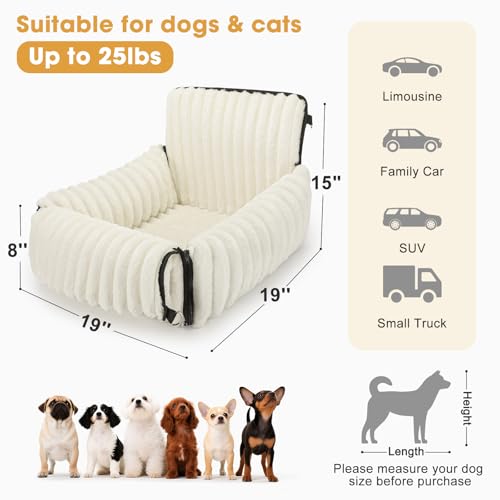 MIXJOY 6-in-1 Dog Car Seat for Small/Medium Dogs up to 25 lbs, Multi-Functional Dog Carrier for Car with Detachable Washab...