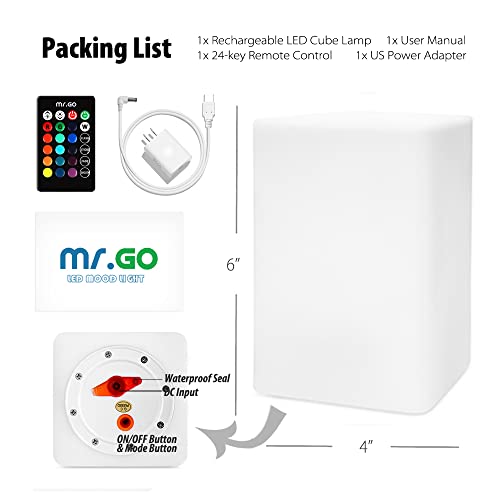 Mr.Go 6-inch Dimmable LED Night Light Mood Lamp for Kids and Adults - 16 RGB Colors - 8 Level Dimming - 4 Lighting Effects...