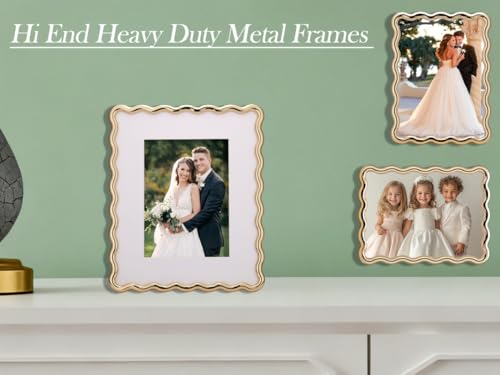 GorYeeFine 4x6'' Silver Heavy Duty Photo Frame,Wave Design High-End Zinc Alloy Picture Frames 6x4'',Fashionable Style fram...