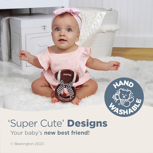 Bearington Baby Touchdown, 5.5 Inch Plush Stuffed Baby Football Soft Ring Rattle - Newborn Toys - Soft Rattle