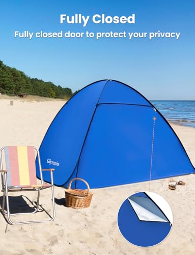 Glymnis Pop Up Beach Tent Beach Shade Tent for 1-4 Persons Sun Shelter UPF 50+ Enclose Zipper Door Portable Easy Up Beach ...