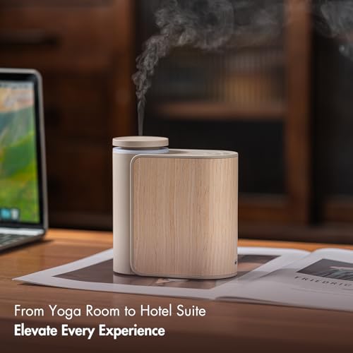ZMARKRAFT® Waterless Essential Oil Diffuser w Solid Wood Cover 3 Timers 2 Mist Modes, Auto-Off Quiet Dual Fluid Aroma Diff...