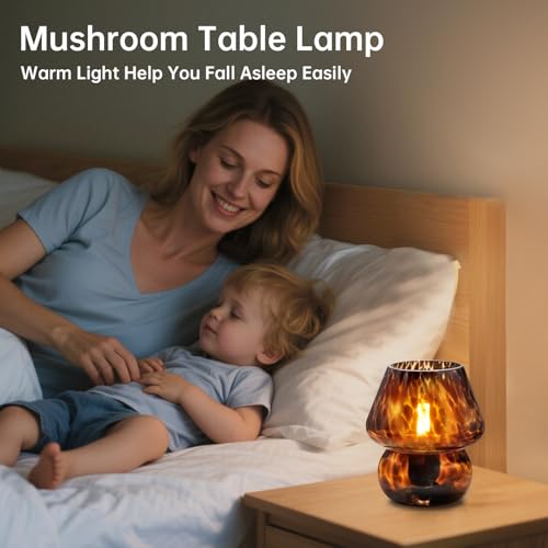 Dawnwake Mushroom Lamp Small Lamp Table Lamp for Bedroom, Desk Bedside Lamps for Living Room,Mushroom Decor Cute Mini Mode...