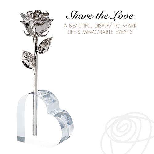 Forever Rose Acrylic Heart Shaped Vase, Romantic Heart Vase for Flowers, Display A Single Forever Rose, Unique Romantic Gi...