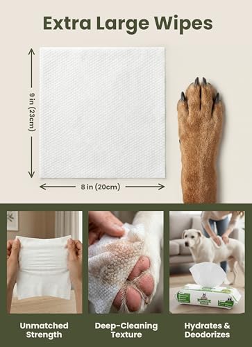 Pogi’s Dog Grooming Wipes – Hypoallergenic Pet Wipes for Paws, Body & Butt – Cleaning & Hydrating, Fragrance Free, 100-Count