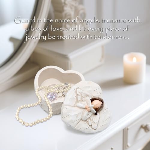 Hodao Angle Figurines Keepsake Box Decorations For Home Living Room Table Sculpted Hand-Painted Memorial Keepsake Box Love...