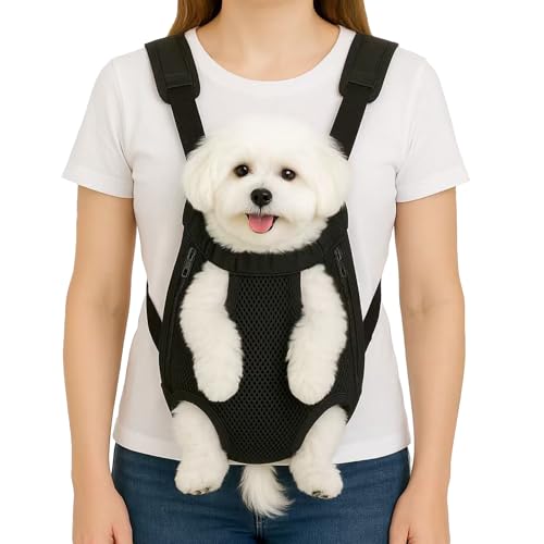 Mosago Dog Backpack Carrier, Adjustable Pet Front Carriers, Legs Out Carrying Sling Travel Bag for Small Medium Dogs 7-11 ...