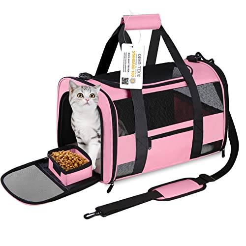 CUSSIOU Cat Carrier Pet Carrier Airline Approved for Small Dogs Medium Cats Puppies 15 Lbs Dog Carrier with Reflective Str...
