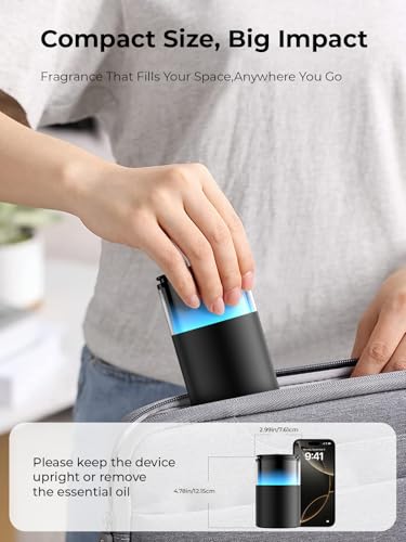 Pmsusoow Waterless Essential Oil Diffuser: 9 Colors LED Scent Diffuser for Home&Car&Office - Portable Diffuser with 48H Ba...