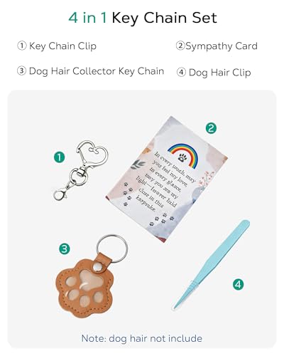 Aurichi Cat & Dog Hair Keychain, Leather Dog Paw Hair Holder Fur Collection Key Chain Keepsake Pet Loss Memorial Gift