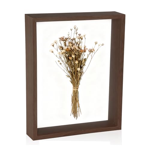 Wooden Dried Flower Photo Frame Acrylic Floating Shadow Box Frame, 1 Pcs 8×10 Inch Decorative Photo Frames for Wall, DIY A...