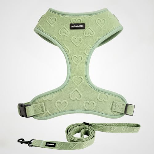 JoyCrafted-FBL No Pull Dog Harness & Leash Set | Lightweight Breathable Neoprene, Cute Heart Pattern, Adjustable Step-in V...