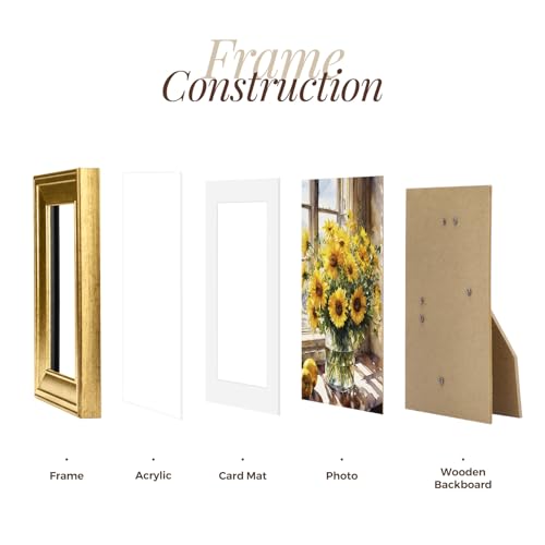 TWING 4x6 Gold Picture Frames Set of 6,Rustic Gold Frames Display Pictures 3x5 with Mat or 4x6 Without Mat,Tabletop Displa...
