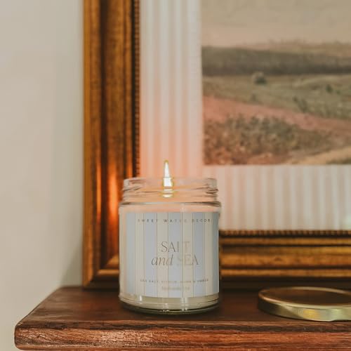 Sweet Water Decor Salt and Sea Patterned Candle – Soy Candles with Sea Salt, Citrus, Musk, Amber Aroma– 40 Hour Burn – 9oz...