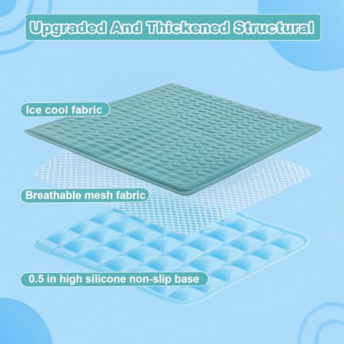GOLOPET Newly Upgraded Dog Cooling Mat 34x23 in,Ice Breathable Fabric, Solid Silicone Honeycomb Heat Dissipation Structur...