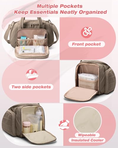Marscamd Quilted Breast Pump Bag Compatible with Spectra S1 and S2, Pumping Bag with Cooler Compartment and a Drying Mat, ...