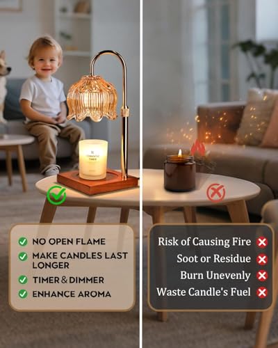 Flower Candle Warmer Lamp with Timer & Dimmer, Adjustable Height Candle Warmer, Mothers Day Birthday Gifts for Women Mom, ...