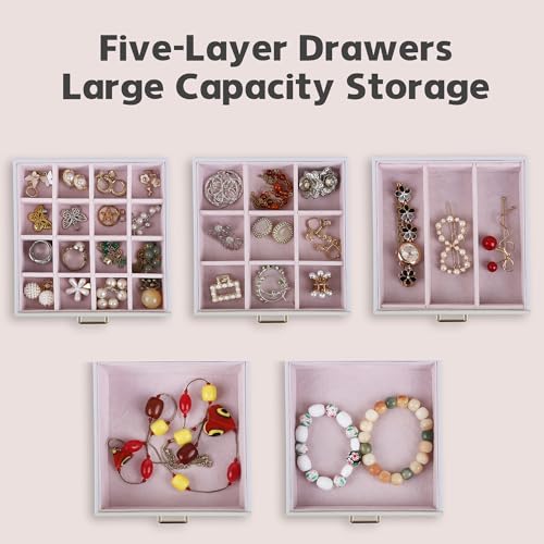 Kendal Jewelry Box, 6-Layer Jewelry Storage Organizer for Necklace Bracelet Rings Watch, 10.2"x8.2"x6" Classic PU Leather ...