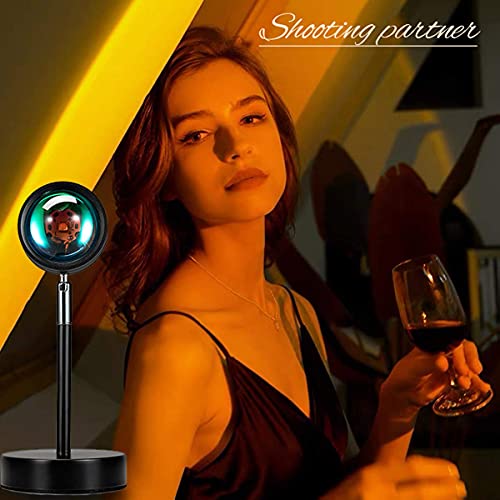 Balkwan Sunset Lamp Projection Rotation Rainbow Lamp Led Romantic Visual Led Light Network Red Light with USB Modern Floor...