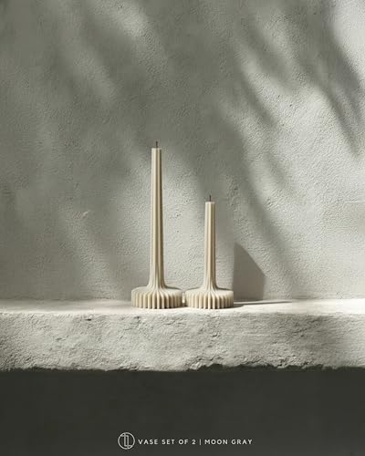 LAWA Set of 2 Vase Candle - Beautiful Handmade Pillar Unscented Soy Wax Elegant Aesthetic Candle Housewarming Gift Home Ro...