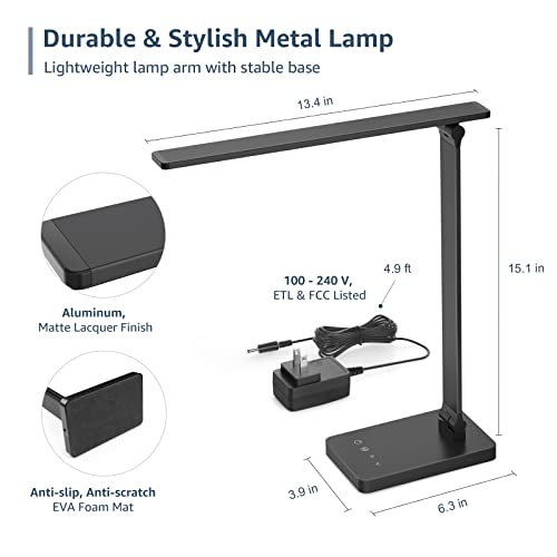 Lepro LED Desk Lamp for Home Office, 9.5W 750LM Metal Touch Control Desk Light, 5 Color Modes 5 Brightness Level, Eye Cari...
