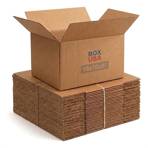 BOX USA Shipping Boxes 16"L x 10"W x 6"H, 25-Pack Medium Corrugated Cardboard Boxes for Shipping, Mailing, Packing, Packag...