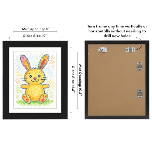 Americanflat Kids Artwork Frame Changeable (Black) - Magnetic Door Holds 100 Art Pieces - 8.5x11 Letter Size Display with ...