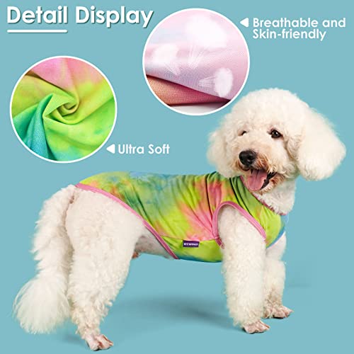cyeollo 2 Pack Dog Shirts for Dogs Tie Dye Sun Protection Dog T Shirt Stretchy Lightweight Tank Top Vest Sleeveless Breath...
