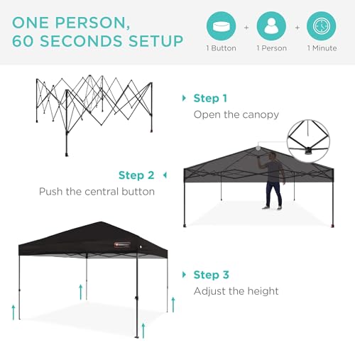Best Choice Products 10x10ft Pop Up Canopy Tent, Outdoor Shade, 1 Person 1 Minute Set Up, Carry Case, 4 Weight Bags - Black