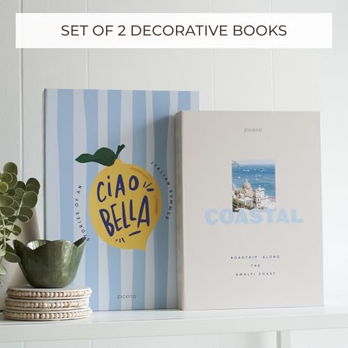 Beautiful Decorative Books - Set of 2 Boxes Enhance Your Coffee Table, Bookshelf or Mantel Shelf Decor - Aesthetic Fake/Fa...