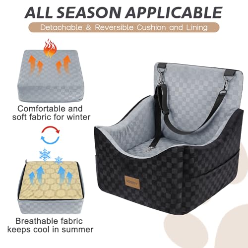 JOEJOY Elevated Dog Car Seat for Small/Medium Dogs up to 35 lbs, Memory Foam Booster Seat with Detachable Washable Cover, ...