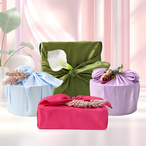 6 PCS/Set Minimalist Gift Wrapping Scarf - Multi-Color Satin Fabric Bundling Cloth for Stylish Present Packaging