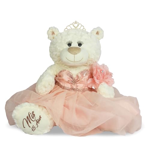 KINNEX COLLECTIONS SINCE 1997 Large 20” Quinceañera Teddy Bear Centerpiece – Elegant Dress, Oversized Keepsake Gift for 15...