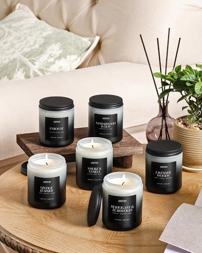 AOOVOO Scented Candles Set - 6 Pack Men Candles for Home Scented, 42 oz Soy Wax, 300 Hour Long Lasting Candle, Soy Candle ...