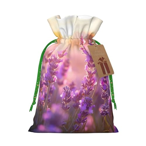 WXYBMDP Colored Flowers Print Christmas Drawstring Bags Xmas Candy Bags Reusable Party Gifts Wrapping Bags