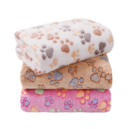 LINENLUX 1 Pack 3 Blankets Super Soft Fluffy Premium Fleece Dog Blankets for Puppy Cat Pet Blanket Flannel Throw Warm Slee...