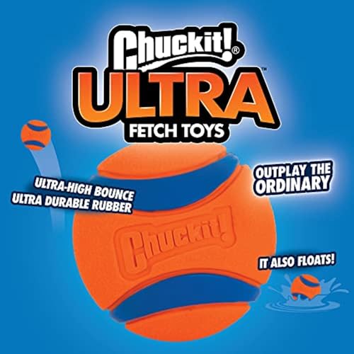 Chuckit! Ultra Ball Dog Toy with Chuckit! Cleaning Bucket, Bouncy Fetch Pet Toys For Dogs 20-60 lbs, Interactive Dog Toys,...