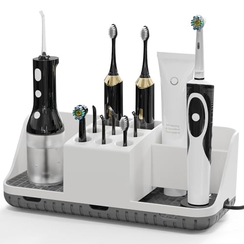 Boperzi Electric Toothbrush Holders with Cord Slots: Detachable Toothbrush and Toothpaste Holders, Large Tooth Brush Stora...