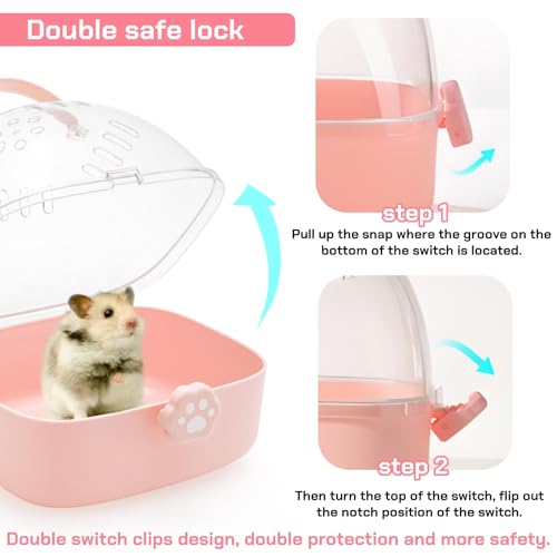 Acshio Hamster Carrier Cage, Portable Small Animal Carrier Cage with Water Bottle, Guinea Pig Outgoing Cage Hamster Travel...