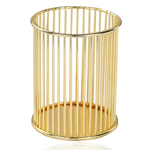ZJEOSO Gold Metal Pen Holder for Desk - Heavy Duty Makeup Brush Organizer Cup with, Pencil Holder for Office & Home, Stora...