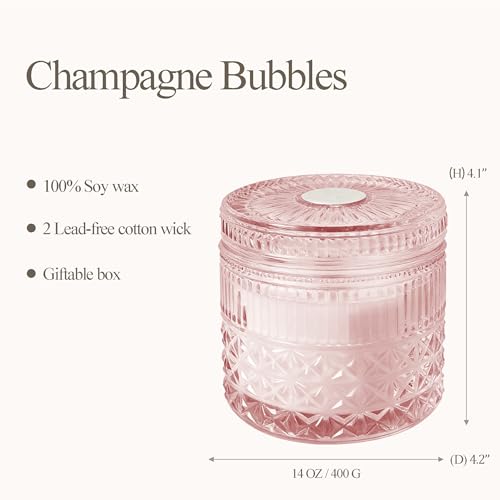 Chloefu LAN Pink Crystal Candles Champagne Bubbles Candle for Home Scented, Non-Toxic, Unique Meditation Spiritual Gifts, ...