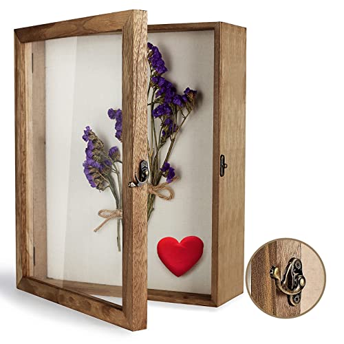 TJ.MOREE Shadow Box Display Case 11 x 14 Shadowbox Frame with Linen Back Memorabilia Bouquet Medals Photos Memory Box for ...