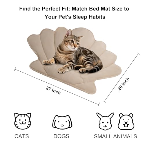 outtip 27" X 20" Reversible Seashell Shaped Cute Cat Mat Bed, Durable Soft Bed Mat for Cats, All-Season Washable Pet Pad B...