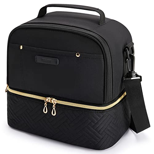 TOURIT Lunch Bag Women Double Deck Lunch Box Insulated Lunch Cooler for Women Men Work, Black