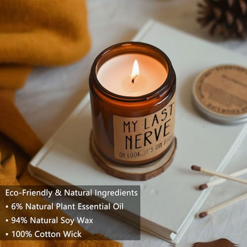 Homsolver Gifts for Women Men, Birthday Gifts for Women, Mom, Her, Him - My Last Nerve Lavender Candles - Funny Best Frien...