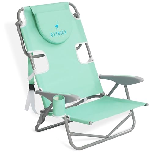 Ostrich the Heavy-Duty Backpacker, Portable Beach Chair with Face Hole, Adjustable Lounge Chair with Face Opening, Cup Hol...