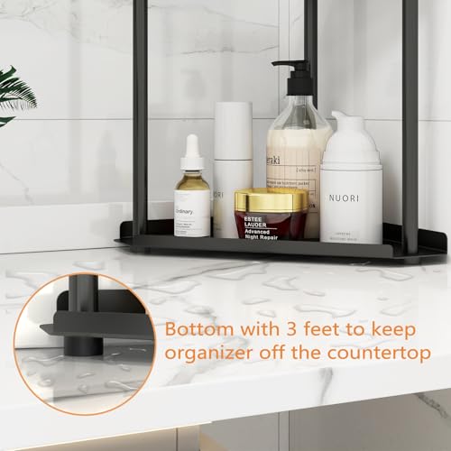 Jesginboo 2 Tier Bathroom Counter Organizer, Vanity Organizer Corner Shelf, Skincare, Makeup Countertop Organizers, Kitche...