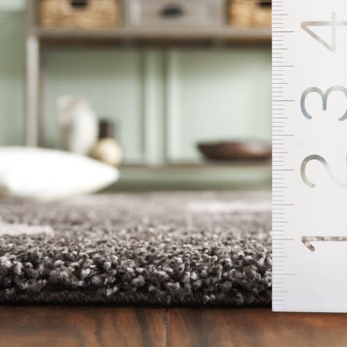 SAFAVIEH Florida Shag Collection Accent Rug - 2'3" x 4', Smoke & Beige, Floral Design, Non-Shedding & Easy Care, 1.2-inch ...