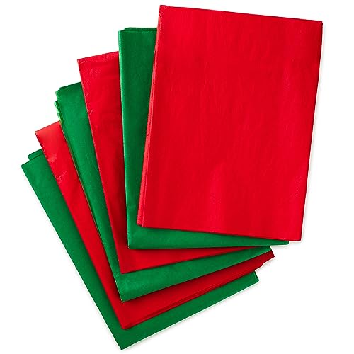 Hallmark Red and Green Bulk Tissue Paper for Gift Wrapping (100 Sheets) for Gift Bags, Christmas Presents, Holiday Crafts ...